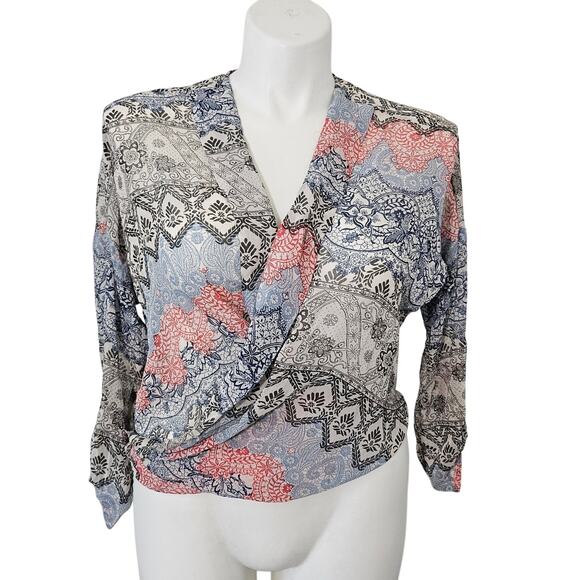 About A Girl Tops - About a Girl Semi-Sheer Blouse v neck long sleeve - Size M